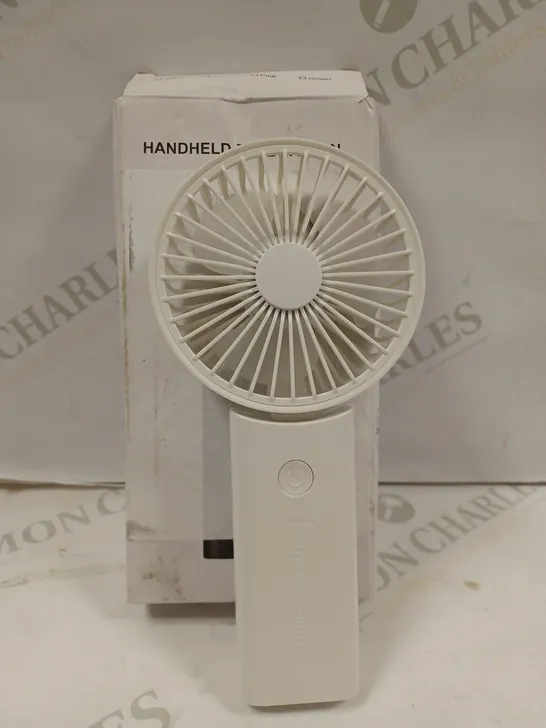 BOXED WHITE HANDHELD FOLDING FAN 