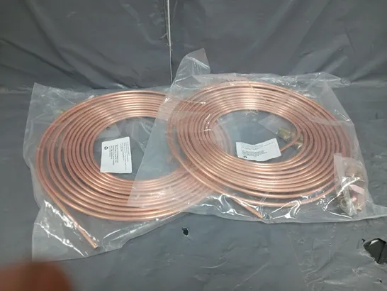 TWO APPROXIMATELY 8 FT LONG COPPER BRAKE LINEs WITH FITTINGS