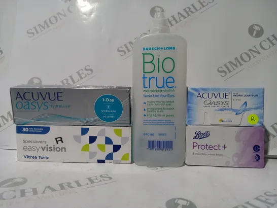 APPROXIMATELY 20 ASSORTED HOUSEHOLD ITEMS TO INCLUDE ACUVUE OASYS CONTACT LENSES, PROTECT + CONTACT LENSES, ETC