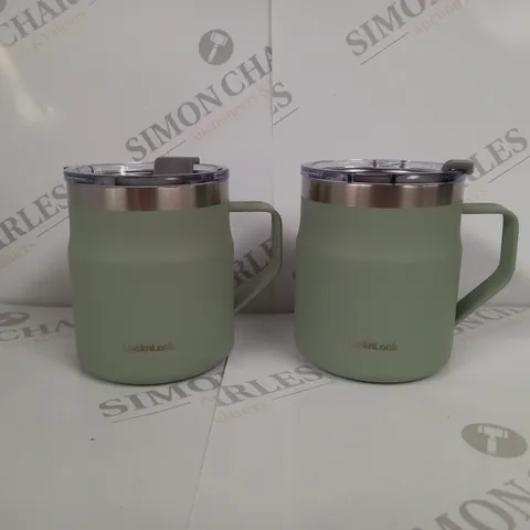 BOXED LOCK & LOCK SET OF INSULATED STAINLESS STEEL MUGS, SAGE