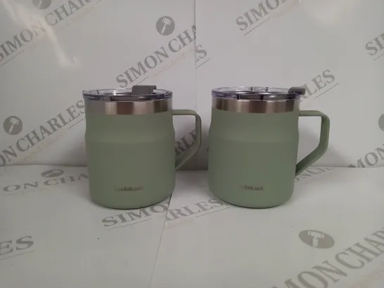 BOXED LOCK & LOCK SET OF INSULATED STAINLESS STEEL MUGS, SAGE