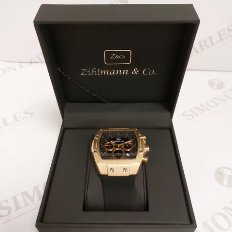 MENS ZIHLMANN & CO Z911 WATCH – CHRONOGRAPH MOVEMENT – BLACK DIAL – 3ATM – QUICK RELEASE RUBBER STRAP – 3ATM WATER RESISTANT