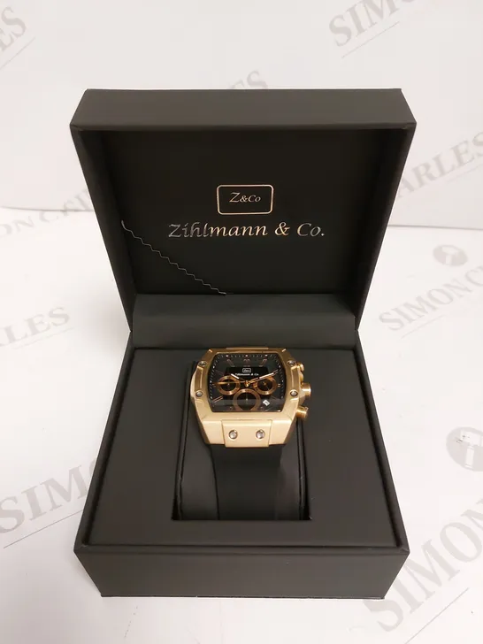 MENS ZIHLMANN & CO Z911 WATCH – CHRONOGRAPH MOVEMENT – BLACK DIAL – 3ATM – QUICK RELEASE RUBBER STRAP – 3ATM WATER RESISTANT