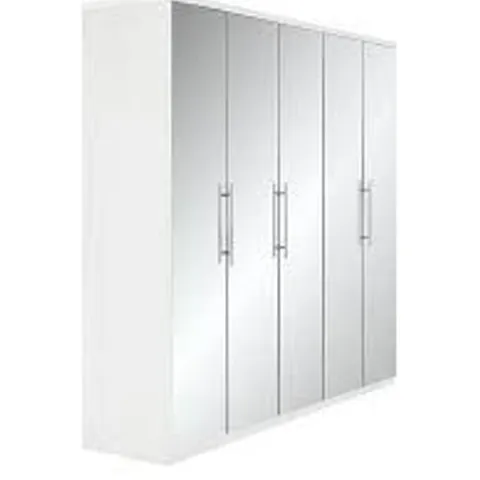 BOXED PRAGUE WHITE 5 DOOR WARDROBE  (4 OF 5 BOXES ONLY)