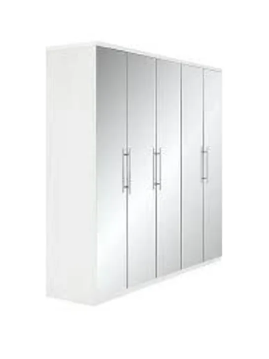 BOXED PRAGUE WHITE 5 DOOR WARDROBE  (4 OF 5 BOXES ONLY) RRP £649