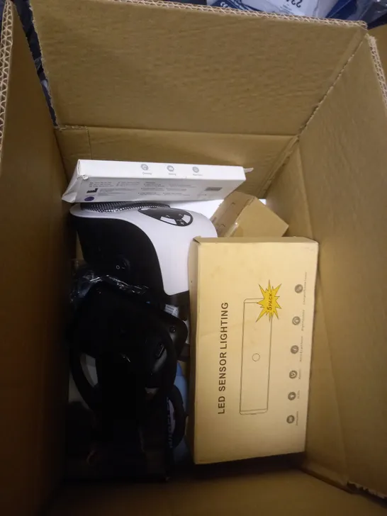 BOX OF APPROXIMATELY 5 ASSORTED ITEMS TO INCLUDE STYLUS PEN, PORTABLE HEATER, HEADLAMP ETC