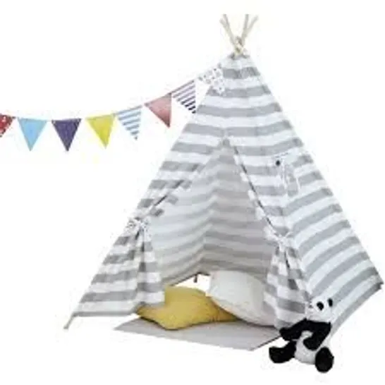 BOXED NEO GREY STRIPE CANVAS CHILDRENS INDIAN TENT TEEPEE (1 BOX)