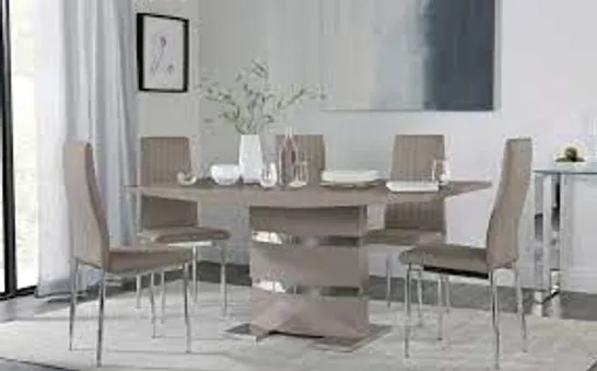 BOXED KOMORO TAUPE HIGH GLOSS DINING TABLE (2 BOXES)