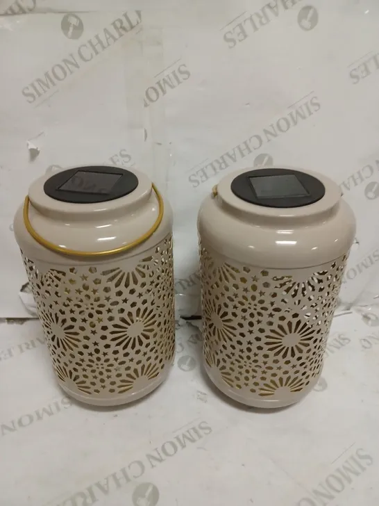 GARDEN REFLECTIONS SET OF 2 PATTERNED SOLAR LANTERNS