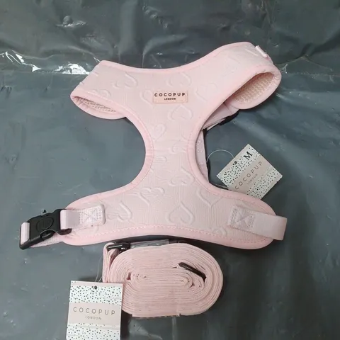 COCOPUP LONDON MEDIUM DOG HARNESS AND LEAD PINK