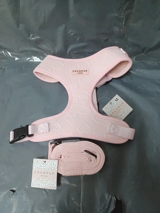 COCOPUP LONDON MEDIUM DOG HARNESS AND LEAD PINK