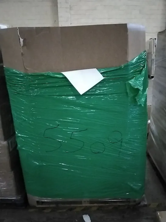 PALLET OF ASSORTED ITEMS INCLUDING PIPISHELL TOILET SEAT, METAL CLOTHES RAIL, GREEN GARDEN BORDER FENCE, COMHOMA OFFICE CHAIR, TOILET SEAT, SEMICIRCULAR CHARCOAL BOX