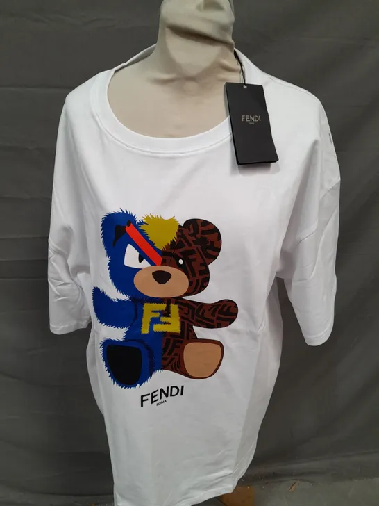 FENDI TEDDY BEAR WHITE T-SHIRT - 3XL