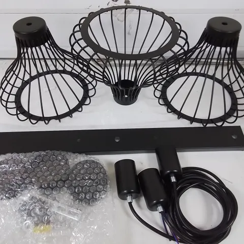 BLACK METAL 3-LAMP HANGING CEILING LIGHT