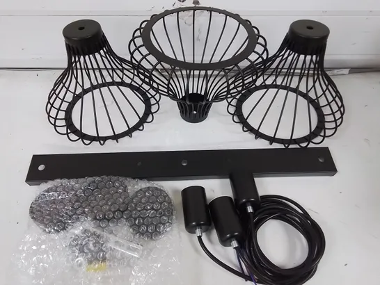 BLACK METAL 3-LAMP HANGING CEILING LIGHT