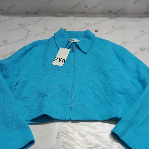 ZARA CROPPED WOMENS JACKET IN CYAN - EUR S