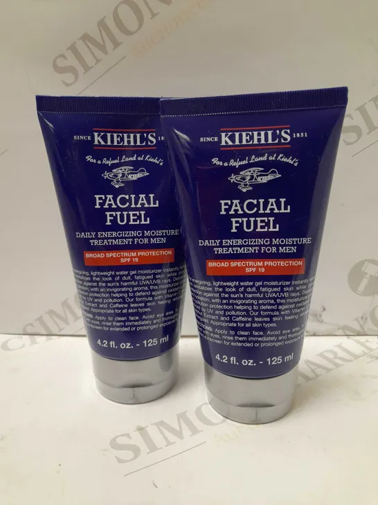 LOT OF 2 X 125ML KIEHL'S FACIAL FUEL DAILY ENERGIZING MOISTURE TREATMENT FOR MEN