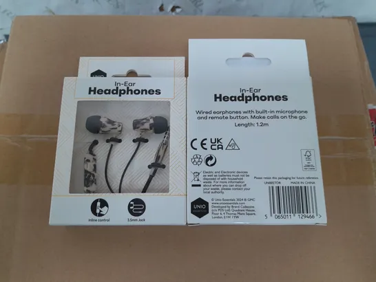 LOT OF 80 BOXED BRAND NEW 1.2M IN-EAR HEADPHONES - TORTOISE