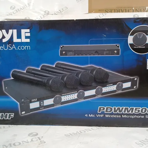 BOXED PYLE PDWM5000 4 MIC VHF WIRELESS MICROPHONE SYSTEM