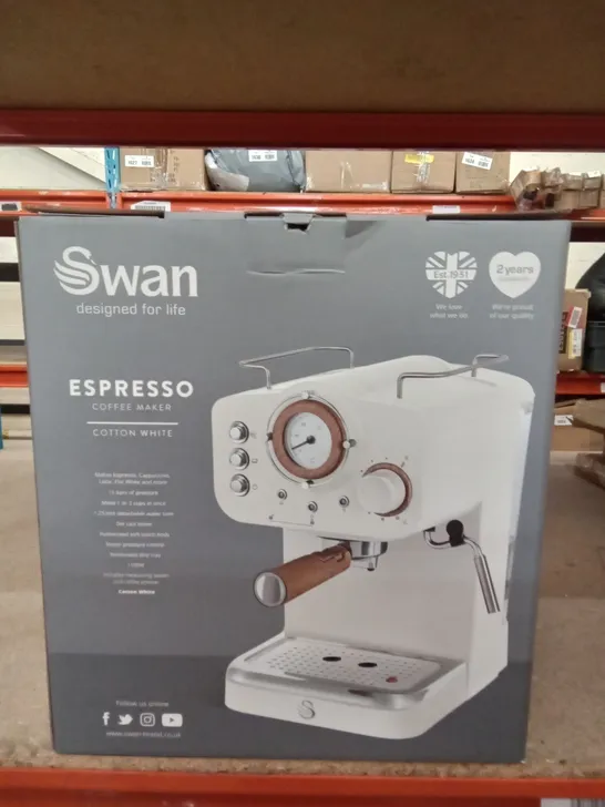 BOXED SWAN ESPRESSO AND COFFEE MACHINE COLOUR (WHITE)