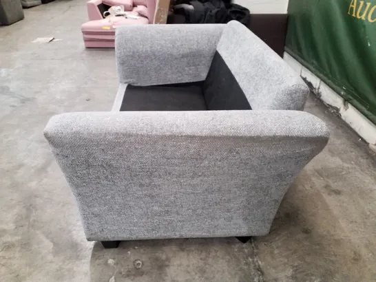 QUALITY DESIGNER 2 SEATER SOFA - LIGHT GREY CHUNKY WEAVE FABRIC 