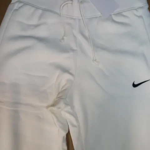 DESIGNER WOMENS STANDARD FIT HIGH RISE TROUSERS IN THE STYLE OF NIKE, WHITE, SIZE M