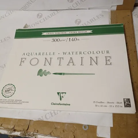 CLAIREFONTAINE - FONTAINE EXTRA ROUGH WATERCOLOUR GLUED PAD - 30 X 40CM SIZE, 300GSM PAPER