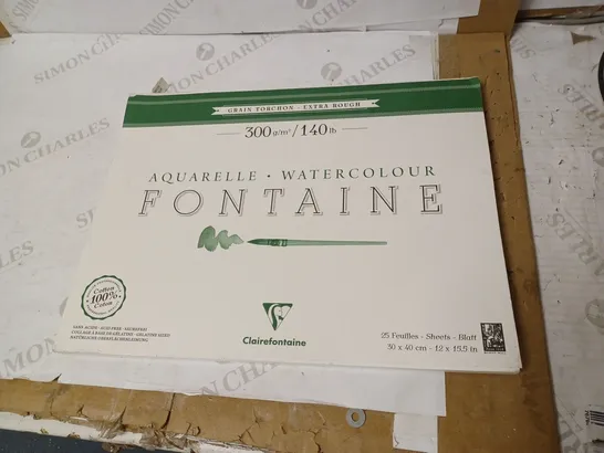 CLAIREFONTAINE - FONTAINE EXTRA ROUGH WATERCOLOUR GLUED PAD - 30 X 40CM SIZE, 300GSM PAPER