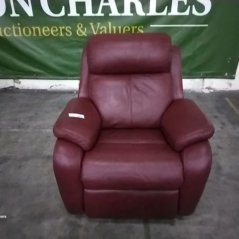 QUALITY BRITISH DESIGNER G PLAN KINGSBURY ELECTRIC RECLINING CHAIR CAPRI CLARET LEATHER 