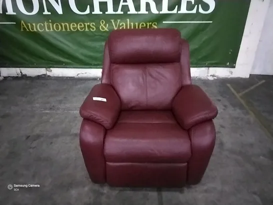 QUALITY BRITISH DESIGNER G PLAN KINGSBURY ELECTRIC RECLINING CHAIR CAPRI CLARET LEATHER 