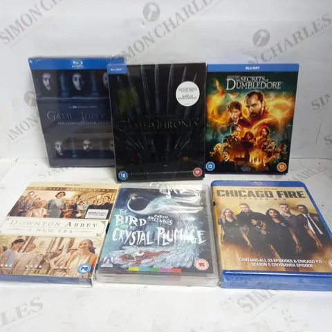 LOT OF APPROXIMATELY 23 BLU-RAYS, TO INCLUDE GAME OF THRONES, FANTASTIC BEASTS, CHICAGO FIRE, ETC