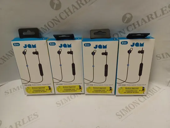 BOX OF 4 JAM AUDIO LIVE LOOSE WIRELESS BLUETOOTH EARBUDS, BLACK