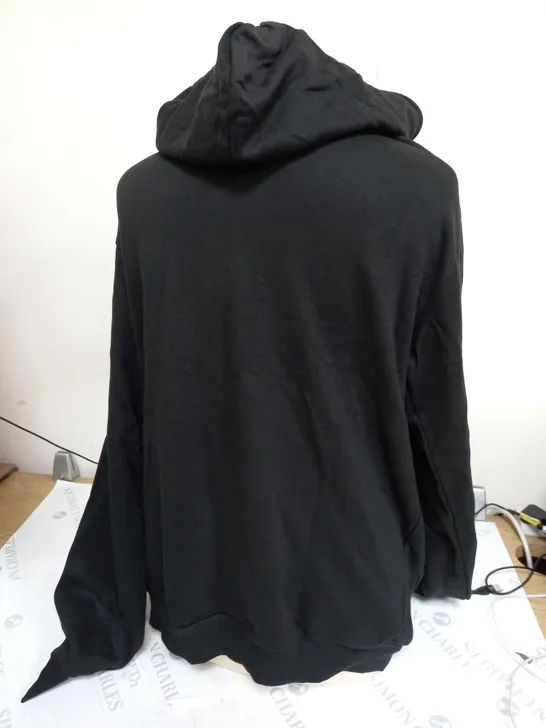 EMPORIO ARMANI RAISED LOGO HOODED JUMPER IN BLACK - XL