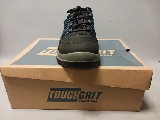 BOXED PAIR OF TOUGH GRIT ALDER 2 STEEL TOE SAFETY SHOES IN BLACK/BLUE UK SIZE 10