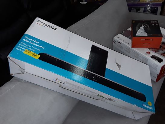 BOX OF ASSORTED ITEMS INCLUDING APPROXIMATELY 2 CANON PIXMA TS3350 WIRELESS PRINTER, BLACKWEB PC STEREO GAMING HEADSET AND POLAROID SOUND BAR WITH SUBWOOFER 