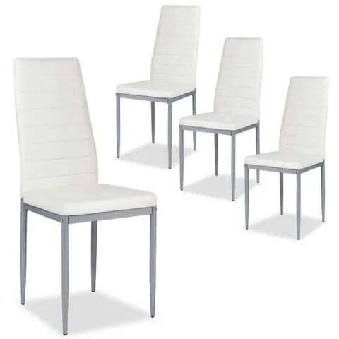 BOXED COSTWAY SET OF 4 DINING CHAIR UPHOLSTERED ARMLESS ACCENT CHAIR HIGH BACK SIDE CHAIR - WHITE