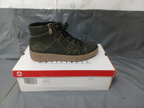 RIEKER LADIES FLEECE LINED LACE UP ANKLE BOOTS GREEN SIZE EU 40