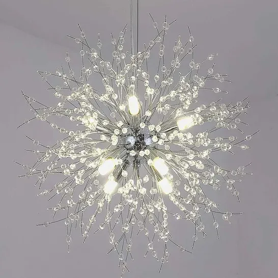 BOXED DANDELION 8 LIGHT SPUTNIK CRYSTAL CHANDELIER 