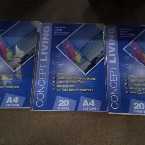 BOX OF APPROX 100 CONCEPT LIVING PREMIUM SATIN PHOTO PAPER A4