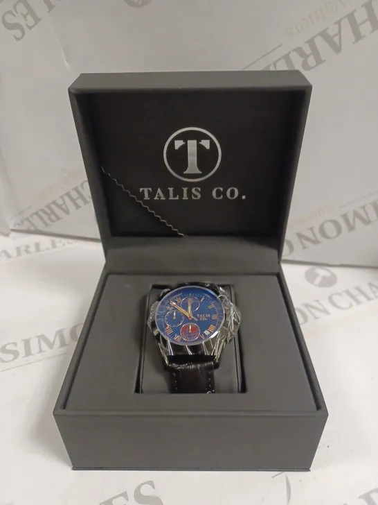 MENS TALIS CO 7120 CHRONOGRAPH WATCH – MOON PHASE MOVEMENT – GENUINE LEATHER STRAP