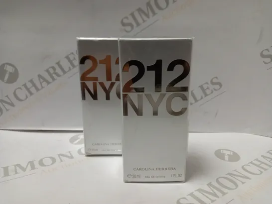 LOT OF 2 X 30ML CAROLINA HERRERA 212 NYC EAU DE TOILETTE