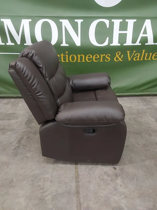 QUALITY DESIGNER FAUX LEATHER MANUAL RECLINER ARMCHAIR - BROWN