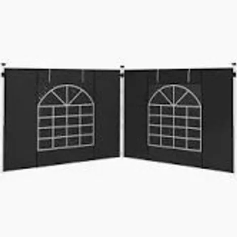 BOXED OUTSUNNY GAZEBO SIDE PANELS, 2 PACK SIDES REPLACEMENT, FOR 3X3(M) OR 3X6M POP UP GAZEBO, WITH WINDOWS AND DOORS, BLACK