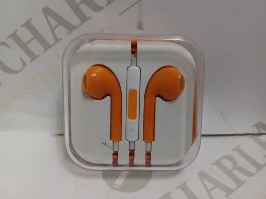 BOXED ORANGE WIRED EARBUDS WITH HEADPHONE JACK