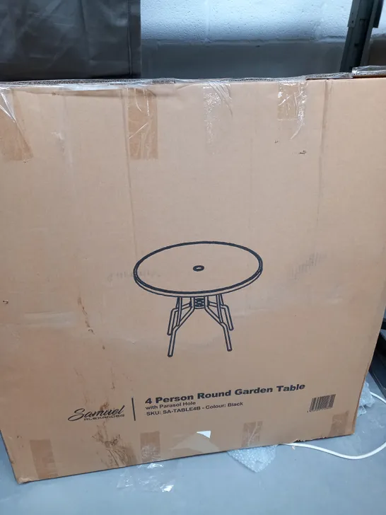 BOXED 4 PERSON ROUND GARDEN TABLE - COLLECTION ONLY 