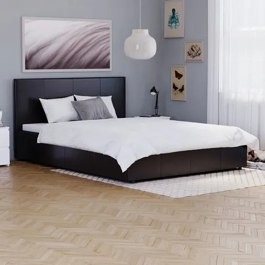 BOXED WILNA BLACK UPHOLSTERED OTTOMAN BED KING SIZE (3 BOXES)