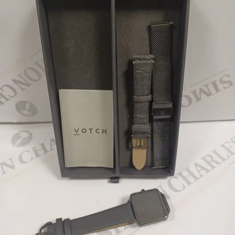 BOXED VOTCH BLACK DIAL WATCH WITH ALTERNATE STRAPS 