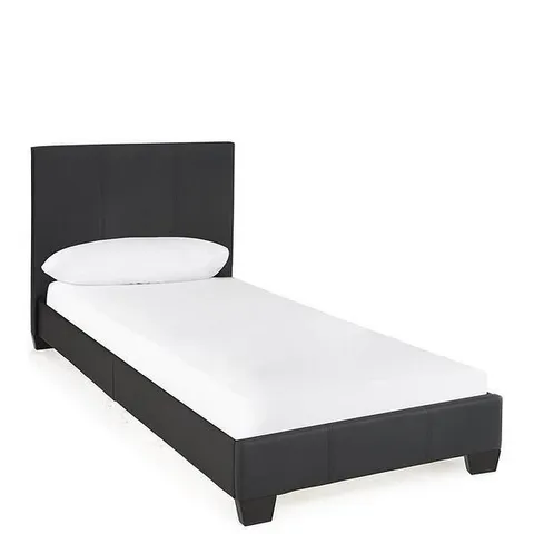 BOXED GRADE 1 ELLIS BLACK FAUX LEATHER SINGLE BED FRAME (1BOX)