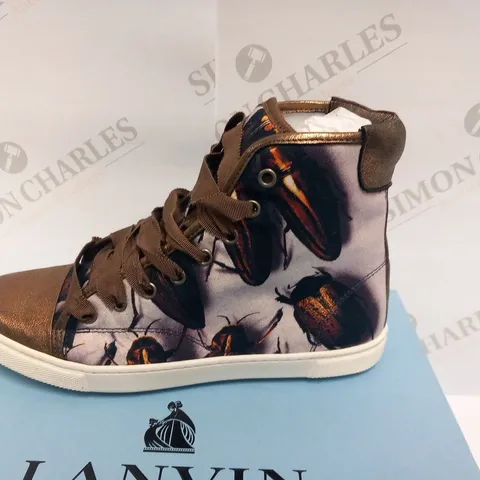 BOXED PAIR OF LANVIN BASKET HIGH TOP SNEAKER GOLD SIZE 38