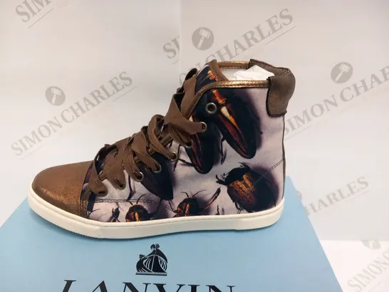 BOXED PAIR OF LANVIN BASKET HIGH TOP SNEAKER GOLD SIZE 38